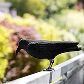 abordables Soins et soutien aux animaux-1 statue de corbeau noir simulée 3D corbeau simulé oiseau effrayant souris insectifuge décoration de jardin extérieur pour les pigeons pour chasser les corbeaux
