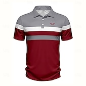 economico Polo geometrica da uomo-Per uomo A righe Polo Manica Corta Magliette polo Camicie con Colletto Business Casual Scuola All'aperto Athleisure Abbigliamento quotidiano Stampa 3D Estate Nero Rosso Blu