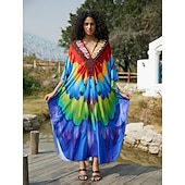 billige Kjoler-Halloween Kjoler Kaftan Stolthet Regnbue Fritid Voksne Dame Halloween Karneval Pride-parade Pride måned Enkle Halloween-kostymer Kle deg opp
