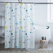 abordables Cortinas de ducha-Cortina de Ducha Forro PEVA Impermeable 12 Ganchos Decoración de Baño Estilo Nórdico Impresión de Triángulo/Cuadro de Playa y Océano