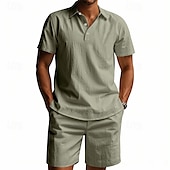 cheap Men&#039;s Classic Polo-Men&#039;s Golf Shirt Golf Polos Shirts Work Casual Lapel Short Sleeve Basic Modern Plain Buttons 2 Piece Summer Regular Fit Apricot Black White Navy Blue Light Grey Army Green Golf Shirt