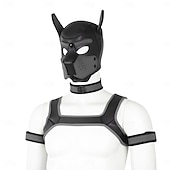 levne Příslušenství-BDSM Kožená komunita Puppy Play Maska pro štěně Psí kapuce Dospělé Unisex Pride Parade Měsíc hrdosti předvečer Všech svatých Karneval Jednoduchý karnevalový kostým