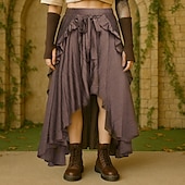 cheap Bottoms-Retro Vintage Medieval Steampunk Skirt Pirate Ruffle Asymmetric Hem Women&#039;s Pirate Fantasy Halloween Carnival Casual Daily Music Festival Ren Faire Adults&#039; Skirt Spring &amp; Summer