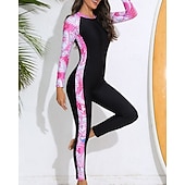abordables Lycra de surf-Femmes Combinaison de Plongée Rash Guard Protection Solaire UV UPF50+ Léger manche longue Spandex Maillot de Bain maillot de bain ​fermeture éclair sur le devant Natation Surf Plage Sports Nautiques