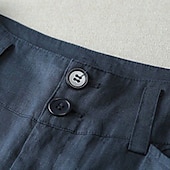 economico Pantaloni in lino e cotone semplici-Per donna Pantaloncini in cotone e lino Pantaloni ispirati al lino Pantaloni in cotone e lino Streetwear Casual Lunghezza intera Naturale Semplice Tasca Fibbia Comodo Confortevole Streetwear Uscire