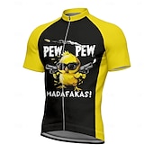 voordelige Heren shirts-Voor heren Wielrenshirt Korte mouw Fietsen T-shirt Kleding Bovenlichaam met 3 achterzakken UV-bestendig Ademend Sneldrogend Rits Aan De Voorzijde Geel Sport Kleding