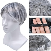 cheap Older Wigs-Short Fluffy Grey Wigs for Women Old Middle Age Women's Short Silver Wig Synthetic Short Curly Cosplay Hair Wig Grey Layered Messy Shaggy Synthetic Hair Wig for Women Old Lady