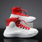 Χαμηλού Κόστους Ανδρικά Sneakers-ανδρικά κόκκινα και λευκά ψηλά αθλητικά παπούτσια μπάσκετ με απορρόφηση κραδασμών – κορυφαία άνεση και ανθεκτικότητα για αθλητικές επιδόσεις