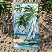 economico set di asciugamani da spiaggia-telo mare stampato, telo mare leggero e anti-sabbia ad asciugatura rapida, ideale per viaggi, piscina e uso all'aperto