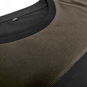 preiswerte Lässige T-Shirts für Herren-Herren T Shirt Henley Hemd T-Shirt Kurzarmshirt Langarm Rundhalsausschnitt Frühling &amp; Herbst Einfach Mode Designer Basic Patchwork Urlaub Straße Ausgehen Armeegrün Grau Top T-Shirt für Herren