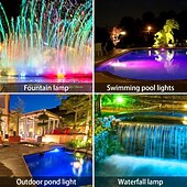 baratos Luzes e lanternas de caminho-Holofotes solares externos, luzes rgb que mudam de cor, holofotes subaquáticos de paisagem 2000mah ip68 à prova d&#039;água, holofotes de paisagem led para aquário, jardim, quintal, piscina, lago, fonte,