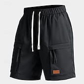 preiswerte Klassiker-Herren Cargo-Shorts Shorts Sommershorts Kordelzug Elastischer Bund Reißverschlusstasche Einfach Komfort tragbar Knielang Outdoor Sport Täglich Mode Lässig Schwarz Armeegrün