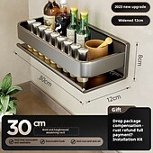 levne Kuchyňská úložiště-závěsný stojan na kořenky koupelnová nástěnná police, 30/40/50 cm nástěnná skříňka na kořenky nástěnný organizér na kořenky vodotěsný a nerezový organizér na koření