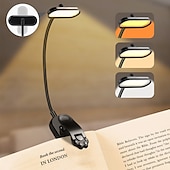 billige Lamper og lampeskjermer-1 stk leselys bokklipslampe øyebeskyttelse skrivebordslampe tri-farget dimming lesebordslampe katteklo klips arbeidslampe