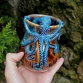 economico Tazze e tazzine-Tazza a forma di polpo blu intenso, tazza da caffè in resina con design a tentacolo 3D, stoviglie a tema nautico, regalo unico per gli amanti dell&#039;oceano &amp;arredamento per la casa