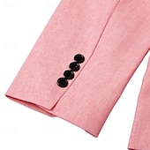 billige Lin blazer-Herre Lin Blazer Sport Frakk Motemessig Hverdagslig Sommer Ensfarget Lin Blazer Rosa Lyseblå Salvie Standard Passform Enkeltknapp