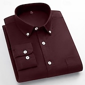 cheap Men&#039;s Dress Shirts-Men&#039;s Dress Shirt Oxford Shirt Solid Color Formal Black White Wine Orange Long Sleeve Shirt Collar Spring, Fall, Winter, Summer Clothing Apparel Buttons