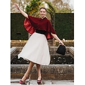 preiswerte 1950er Jahre-Rote Damen-Blockabsätze mit Punkten – Vintage-Pumps mit Schleife für Retro-Partys, Tanz und Outfits im Stil der 50er