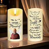 cheap Memorial Gift-Personalized Memorial LED Candle Custom Photo Sympathy Gifts For Loss Of Loved Ones, Elegant Remembrance Light for Home Bedroom Decor, Tribute to Passed Loved Ones