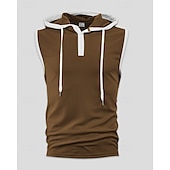 abordables Camisetas sin mangas de gimnasio-Hombre Camiseta sin mangas Top Camisetas Interiores Camisa sin mangas Sin Mangas Con Capucha Verano Bloque de color Moda Design Básico Retazos Vacaciones Calle Noche Negro Blanco Rojo Camiseta