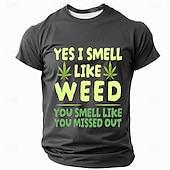 cheap Men&#039;s Funny T shirts-Men&#039;s Text Leaves Funny Slang T Shirt Short Sleeve T shirt 3D Print Crew Neck Crewneck Shirt Fashion Daily Casual Street Casual Daily Black Blue Green Summer Spring Clothing Apparel S M L XL XXL XXXL