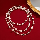 abordables Colliers-Collier Sautoir Perle d&#039;imitation Femmes Élégant Mode Perles Trèfle Mignon Mariage Cercle Colliers Tendance Pour Mariage Soirée Quotidien