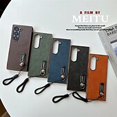 levne Pouzdra pro Samsung-telefon Carcasă Pro Samsung Galaxy Z Fold 6 Z Fold 5 Z Fold 4 Z Fold 3 Zadní kryt s Lanyardem Nárazuvzdorné Retro PC PU kůže