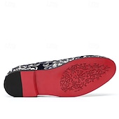 baratos Sapatilhas e Mocassins para Homem-mocassins masculinos bordados com flores roxas – sapatos de veludo elegantes para bailes de formatura e eventos formais