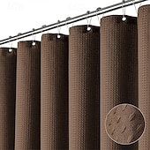 abordables Cortinas de ducha-Cortinas de ducha de tela gruesa texturizada de waffle Resistente a la humedad Forro con ganchos de acero inoxidable Calidad de lujo hotelera Verde salvia 180cm*180cm(70&quot;*70&quot;)