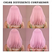 cheap Party Wigs-Synthetic Wig Straight kinky Straight Asymmetrical Neat Bang Machine Made Wig 14 inch A1 Synthetic Hair Women&#039;s Classic Comfortable Color Gradient Pink