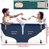 cheap Pools, Hot Tubs &amp; Supplies-1pc Portable Folding Contemporary Soaking Bath Tub Rectangle Shape, Efficient Temperature Retention for Hot and Cold Spa, Sauna, and Ice Baths - Ideal for Home SPA and Adult Shower Use, Therapeutic Soaking Unique Bathtub