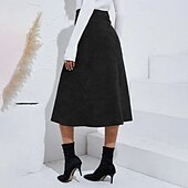 ieftine Fuste simple-Pentru femei Fustă Casual Midi Talie Medie Fuste Simplu Zdrobit Micro-elastic Vacanță Stradă Negru Roz Îmbujorat Roșu Vin Culoarea ghimbirului Vară Catifea