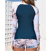 preiswerte Hautausschlagswächter-Damen Rash Guard Badeanzug UV-Sonnenschutz UPF50+ Leicht Langarm Spandex Bademode Badeanzug Frontreißverschluss Schwimmen Surfen Strand Wassersport Blumenmuster Sommer Frühling Herbst