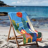 abordables juegos de toallas de playa-Toalla de playa estampada, manta de playa ligera, de secado rápido y sin arena, ideal para viajes, piscina y uso al aire libre.