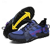 voordelige Casual Sneakers-Voor heren Sneakers Rivierschoenen Canyoning PU Leder Netstof Ademend Comfortabel Anti-slip Veters Zwart Donker paars Blauw Zomer Lente