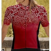abordables Maillots pour femmes-Femmes Maillot de cyclisme Manche Courte Cyclisme Maillot Top avec 3 poches arrière Respirant Séchage Rapide Évacuation de l&#039;Humidité Bandes réfléchissantes Rouge vin Des sports Vêtement Tenue