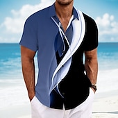 voordelige Geometrisch patroon-Voor heren Geometrisch Lijn Abstracte kunst Overhemd Zomer overhemd Overhemd met knopen Korte mouw Mode-casual Vakantie Dagelijks gebruik Strand Kleding Zomer Lente Strijkijzer 3D-afdrukken