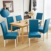 abordables Funda para silla de comedor-1/2/6 fundas elásticas para sillas de comedor y fundas antideslizantes impermeables de moda para sillas de comedor fundas simples de cuero artificial adecuadas para la decoración del hogar hotel