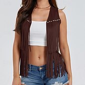 cheap Boho Tops-Women&#039;s Blouse Plain Active Modern Sleeveless V Neck Regular Tops Daily Holiday Fringe Black White Yellow Army Green Red Summer