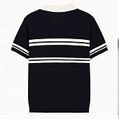 billige Herrepolo med trykk-Herre Polo Strikk polo Virksomhet Avslappet V-hals Kortermet Formelt Fargeblokk Original Sommer Alle årstider Svart Hvit Militærgrønn Beige Polo
