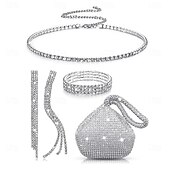 abordables Conjuntos de joyas-Los sistemas nupciales de la joyería 1 Legierung Pendientes Collare Pulseras Mujer Elegante Bonito Lujoso Alegría Forma Geométrica Conjunto de joyas Para Fiesta