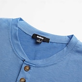 levne Ležérní tričko Henley-Pánské Tričko Henley Tričko Top Krátký rukáv Bez vzoru Módní Designové Základní Kapsy Knoflíky Henley Dovolená ulice Jdeme ven Léto Vodní modrá Černá Šedá Tričko Henley