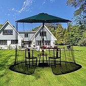 זול זרקורי לד-7.5*10ft מנורות רשת מטריות לשמשיות חיצוניות מטריית פטיו רשת נגד יתושים עם נורות רצועת לד חבל מתכוונן מתאים לשמשיות שולחן חיצוניות באורך 9ft (שחור)