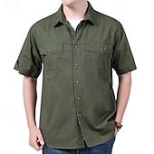 economico Camicie da lavoro da uomo-Per uomo Camicia Camicia Estiva Camicia casual Camicia con Bottoni Camicia cargo Blu Kaki Verde militare Beige Grigio Manica Corta Semplice Colletto a Camicia Vacanza Camicia hawaiana Tasca