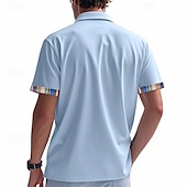 economico camicie casual da uomo-Per uomo Camicia Camicia Estiva Camicia casual Camicia da Spiaggia Camicia con Bottoni Nero Bianco Kaki Grigio chiaro Grigio scuro Manica Corta A righe Bavero Vacanza Camicia hawaiana Tasca