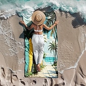 economico set di asciugamani da spiaggia-telo mare stampato, telo mare leggero e anti-sabbia ad asciugatura rapida, ideale per viaggi, piscina e uso all'aperto