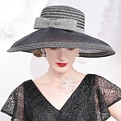 billige Festhatter-Hatter Fiber Bowlerhatter Bøttehatt Solhatt Ferie Te Fest Elegant Bryllup Med Sløyfe Tvinning Hodeplagg Hodeplagg