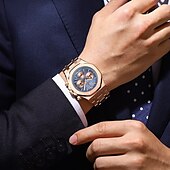 cheap Mechanical Watches-Men Mechanical Watch Quartz Watch Retro Vintage Wristwatch Luminous LED Back Light Chronograph Waterproof Stainless Steel Watch