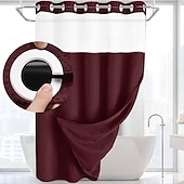 cheap Shower Curtains-Waffle Weave Shower Curtain 180cm*180cm(70&quot;*70&quot;) with Snap-in Fabric Liner Set, Solid Colored Hotel Style for Bathroom with Mesh Top Window