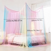 economico Baldacchini e tende da letto-1Pc Tende da Letto A Gazebo Arcobaleno Tenda da Principessa per Letto per Bambine Drappeggi Rete Decorazione Camera da Letto